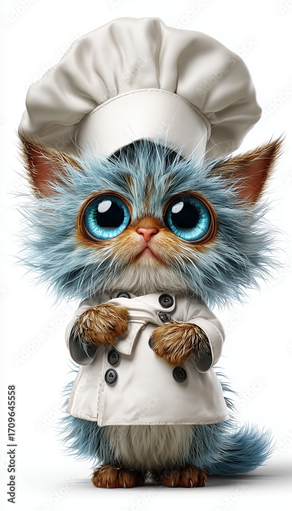 Obraz premium Chef kitten cat cute character illustration