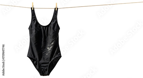 Black One-Piece Swimsuit Drying.