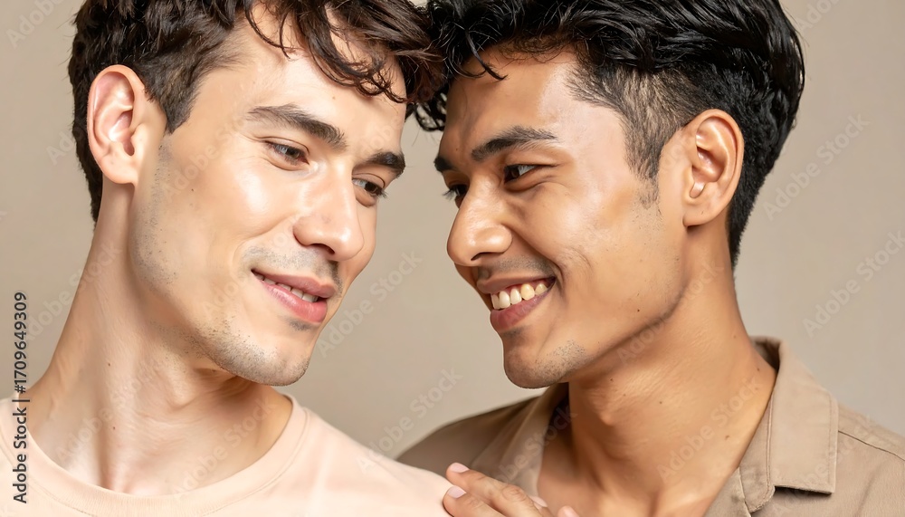 Fototapeta premium Close-up portrait of two men