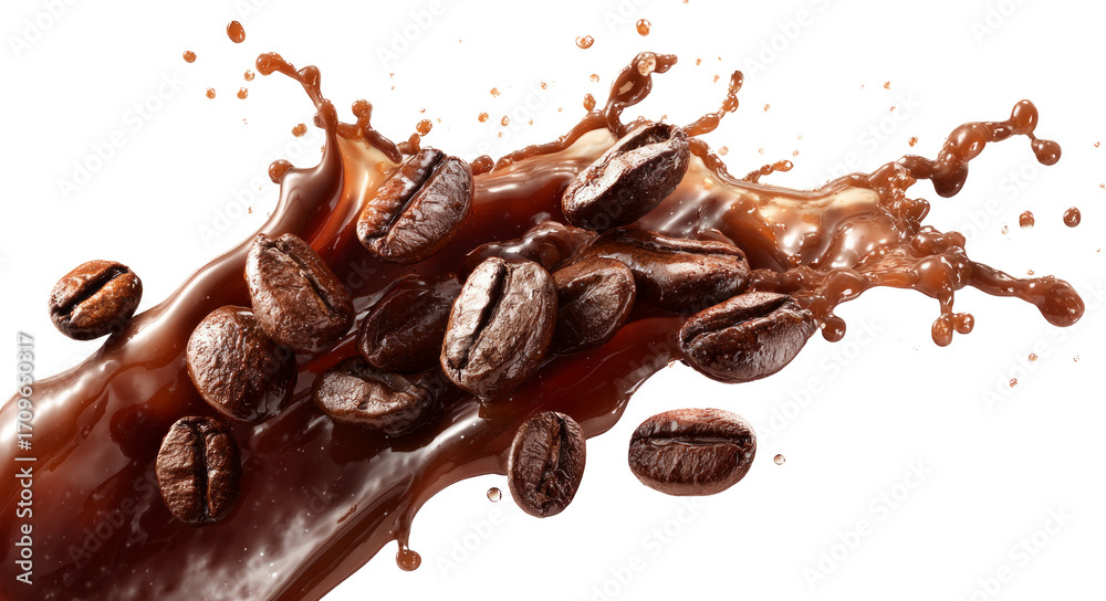 Fototapeta premium Coffee Bean Splash: Aromatic Burst