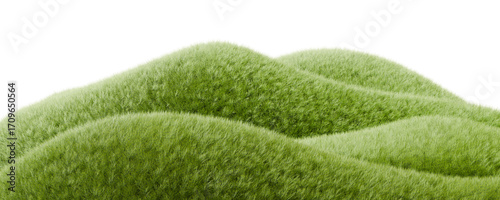 Green Grass Hills Landscape on transparent background 3d rendering png