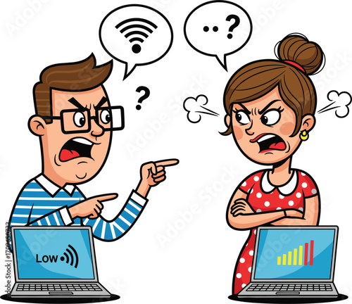 Couple arguing online over internet connection issues and work (1)