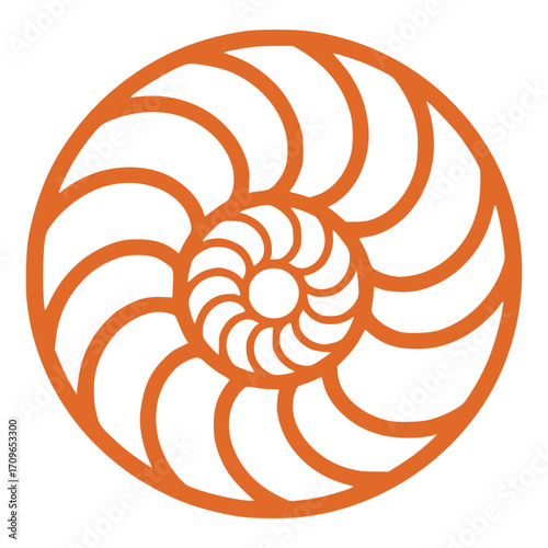 Golden Spiral's Geometric Harmony: A captivating golden spiral showcases the elegance of the Fibonacci sequence. its perfect form reveals nature's mathematical secrets. 
