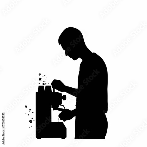 Barista silhouette making coffee crafting delicious espresso drinks with precision and skill