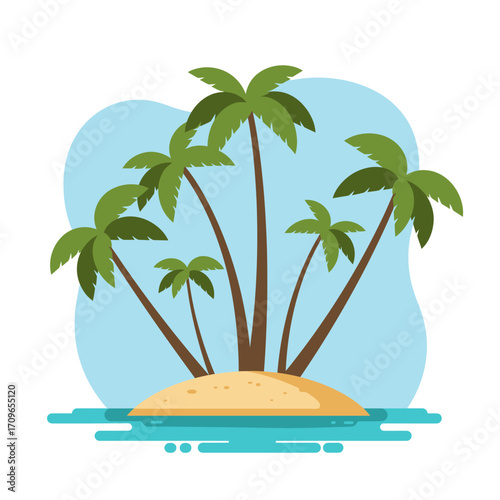 Tropical island paradise scenic view lush palm trees beach ocean water vacation travel destination