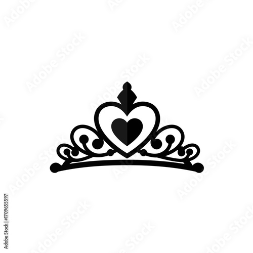 Charming heart-shaped tiara emblem for princess themed designs royal crown symbol accessory
