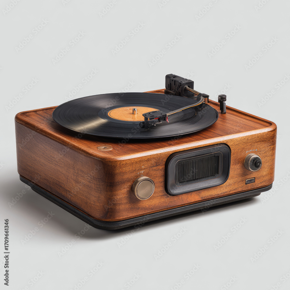 Fototapeta premium Retro-styled wooden record player
