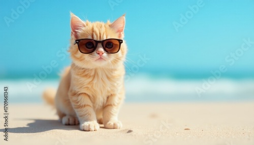 Cool Beach Cat in Sunglasses