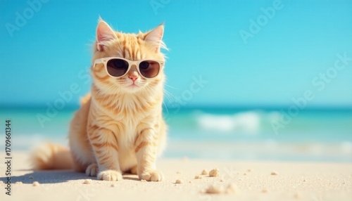 Cool Beach Cat in Sunglasses