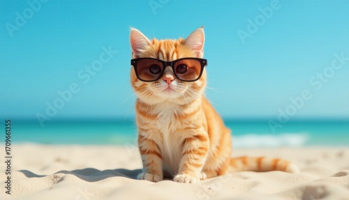 Cool Beach Cat in Sunglasses