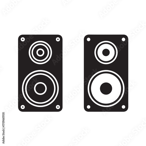 audio speaker icon, sound woofer box vector illustration on transparent background