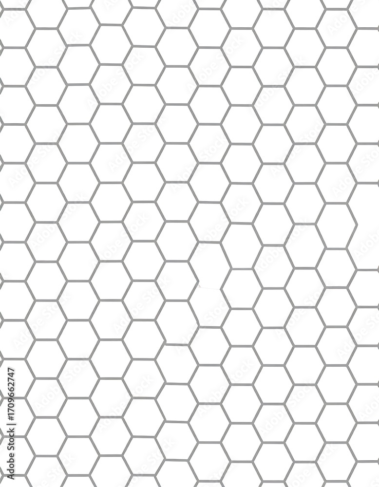 Fototapeta premium Abstract, repeating hexagonal grid pattern, light gray lines on white background