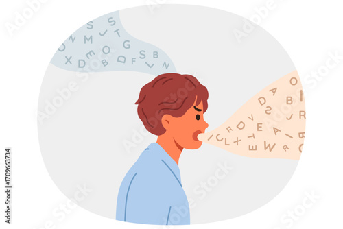 Man screams trying to manipulate people and instill misinformation in others to cause fear or hatred. Guy thinks and voices different things, manipulate listeners for propaganda purposes