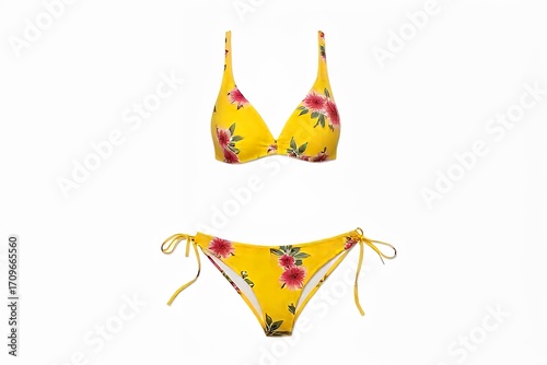 Yellow Floral Print Bikini