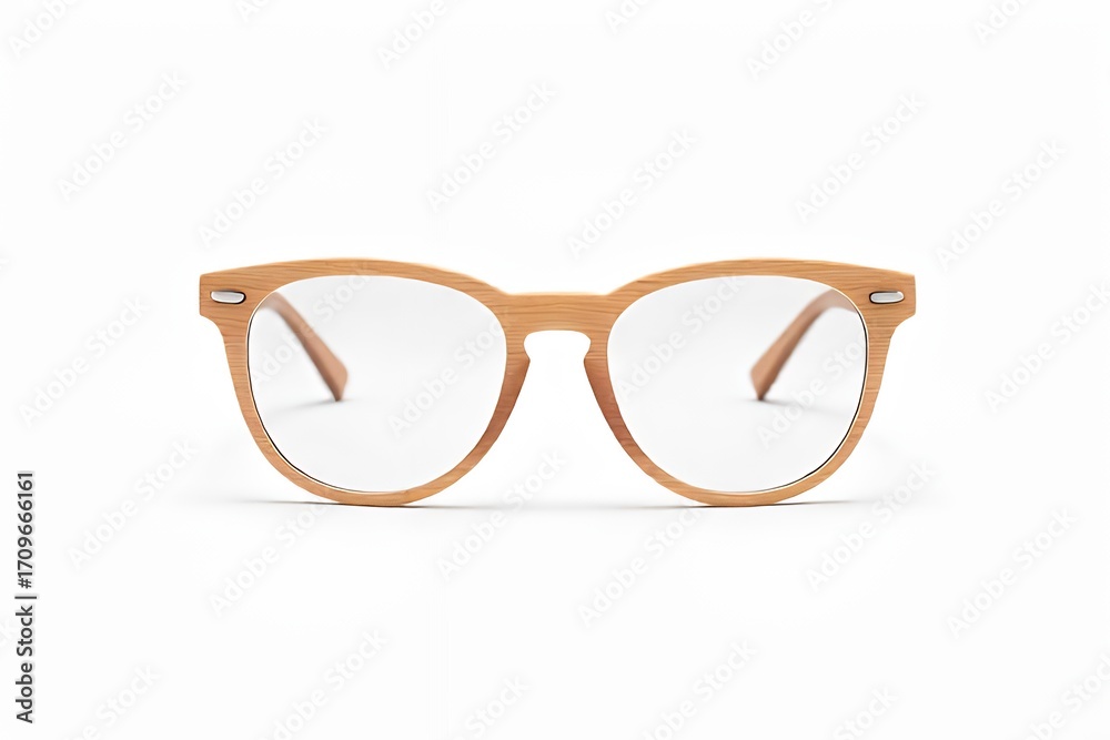 Fototapeta premium Stylish Wooden Eyeglasses with Clear Lenses