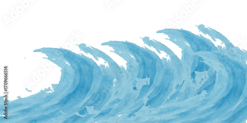 Blue waves splash like abstract winter clouds over the cold sea