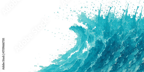 An abstract blue water background with a cold, icy texture and a splashing wave pattern
