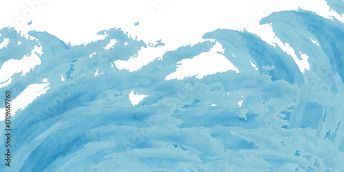 Abstract watercolor sky with fluffy white clouds, a bright and beautiful day