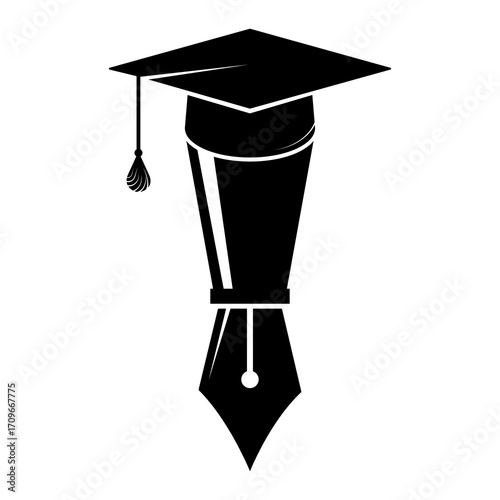 Academic cap and ink pen symbol of education