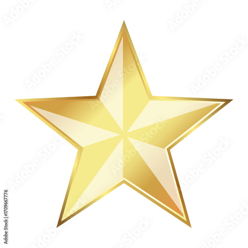 Golden bright five-pointed star beautiful design