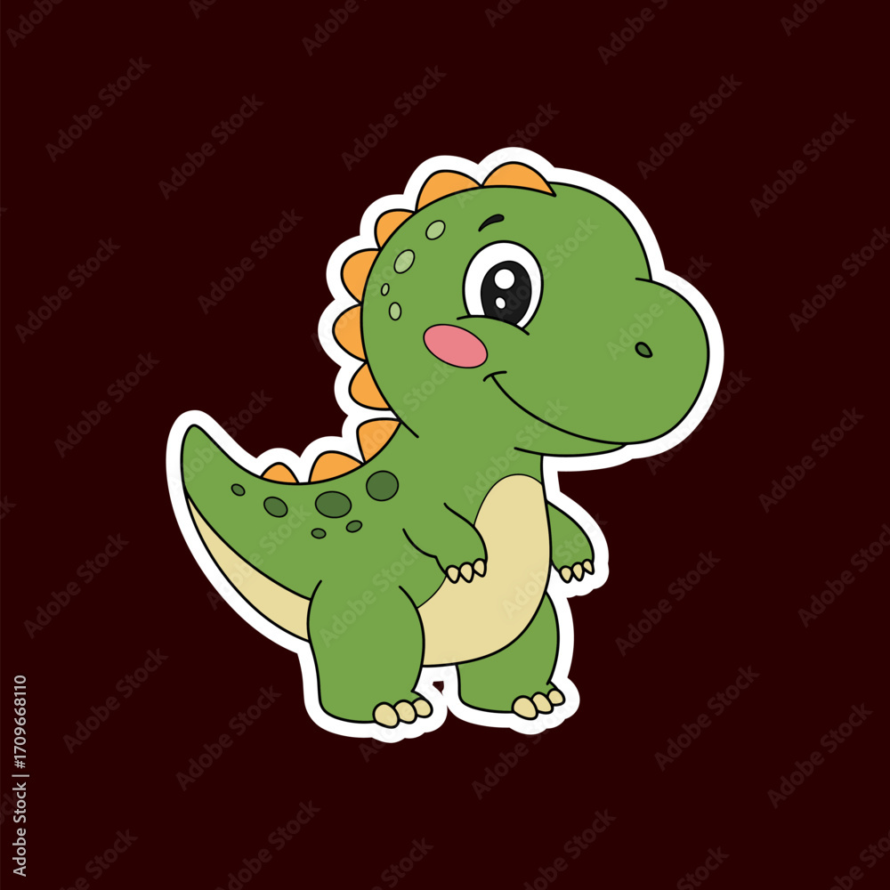 Fototapeta premium Cute T-Rex dino stickers, cartoon style, Chibi Style.