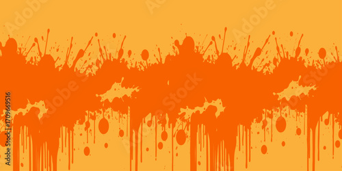 Abstract orange grunge background with autumn leaves and grass texture, a fiery fall illustration