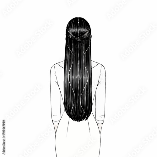 Vector Illustration of Beautiful Hairdo Seen from Behind for Advertising and Promotion