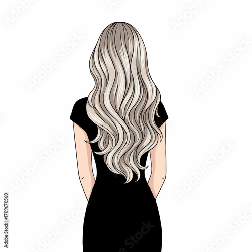 Vector Illustration of Beautiful Hairdo Seen from Behind for Advertising and Promotion