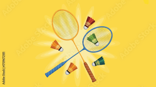 A simple graphic design illustration of a tennis racket and ball on a court