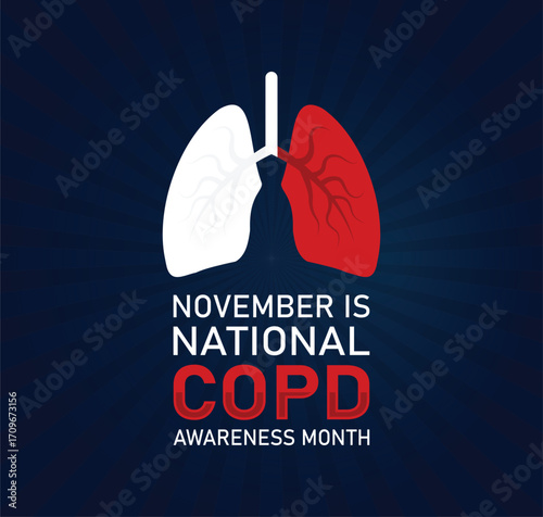 November Is National COPD Awareness Month. banner for social media post. Vector illustration