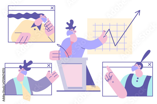 Online Business work meeting concept.
