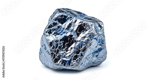 Shiny cobalt nugget isolated on white background, a valuable and rare metal
