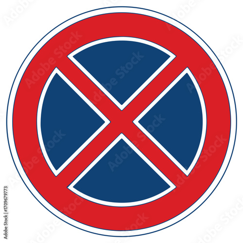 no stopping road sign, parking and stopping is prohibited symbol.