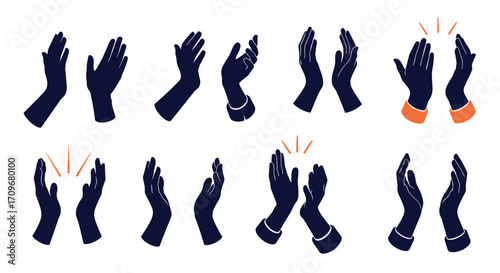 These diverse clapping hand gestures celebrate appreciation and applause for achievements.