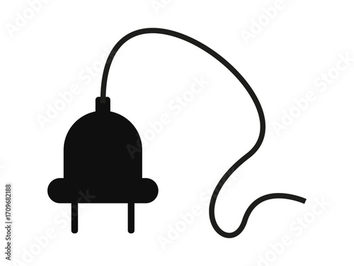Illustration of an electrical contact socket. Flat black color. Electrical symbol or icon