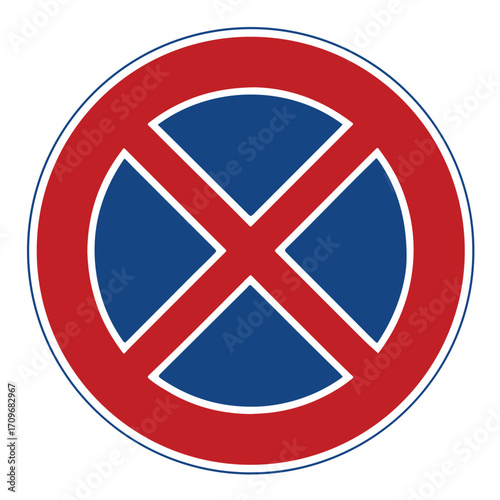 no stopping road sign, parking and stopping is prohibited symbol.