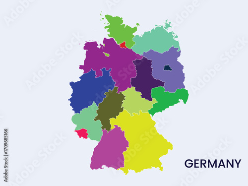 Map of Germany, Map of Germany states Vector Illustration. Map of  Bavaria (Freistaat Bayern).
