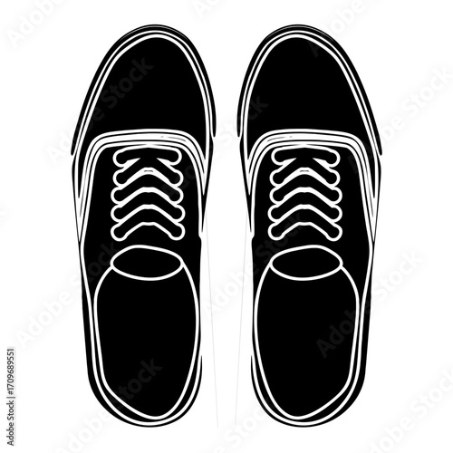 Silhouette Sneakers classic casual footwear, showcasing the intricate design of a pair of sneakers, ideal for creative projects and stylish designs.