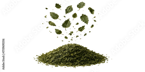 An image of roasted coffee beans is scattered over a dark brown background