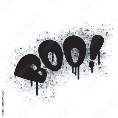 A boo spray-painted icon isolated on a white background. A boo graffiti icon with a spray-painted black on white background. Vector illustration.
