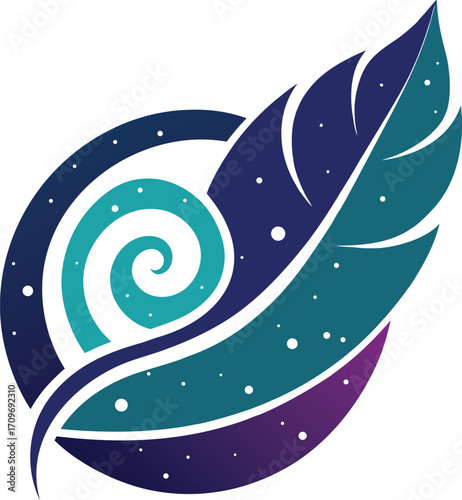 Cosmic spiral galaxy feather illustration vector scalable eps icon for adobe stock vector