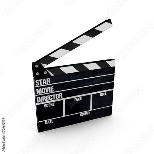 Black movie board clapper used in traditional filmmaking process