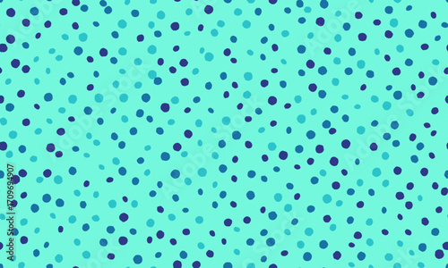 Vibrant teal background adorned with a playful scattering of teal and navy dots. This cheerful, abstract pattern evokes feelings of joy and energy.