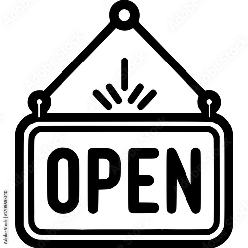 Open Sign: A simple yet elegant open sign, clearly communicating the welcoming message of availability and service to all.