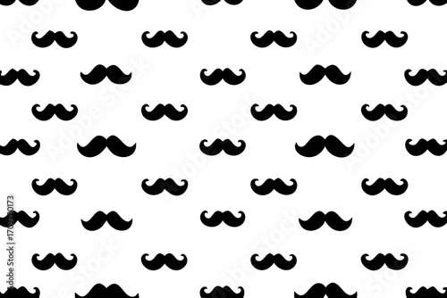 Seamless pattern with retro mustache, isolated vector doodle wallpaper background, vector Illustration