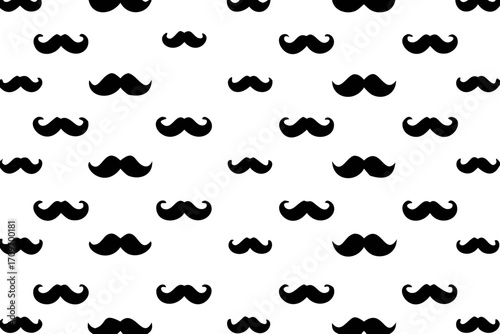 Seamless pattern with retro mustache, isolated vector doodle wallpaper background, vector Illustration