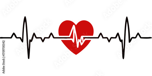 Heart pulse. Red and white colors. Heart beat monitor, cardiogram. medical background. for medical apps and websites. vector icon illustration