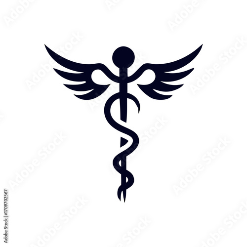 caduceus medical icon vector symbol