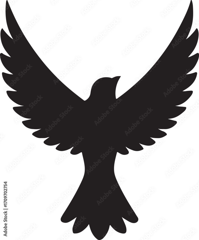 Obraz premium Bird wings in flight upward silhouette vector, dynamic design for nature, wildlife, and art.