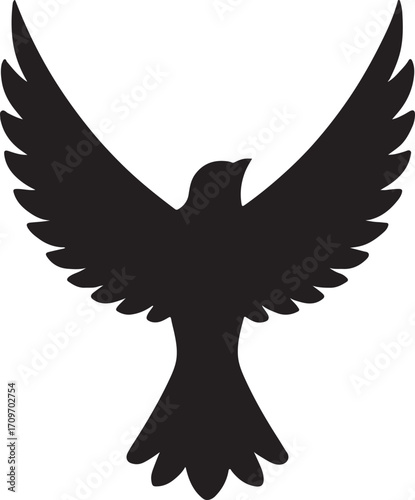 Bird wings in flight upward silhouette vector, dynamic design for nature, wildlife, and art.